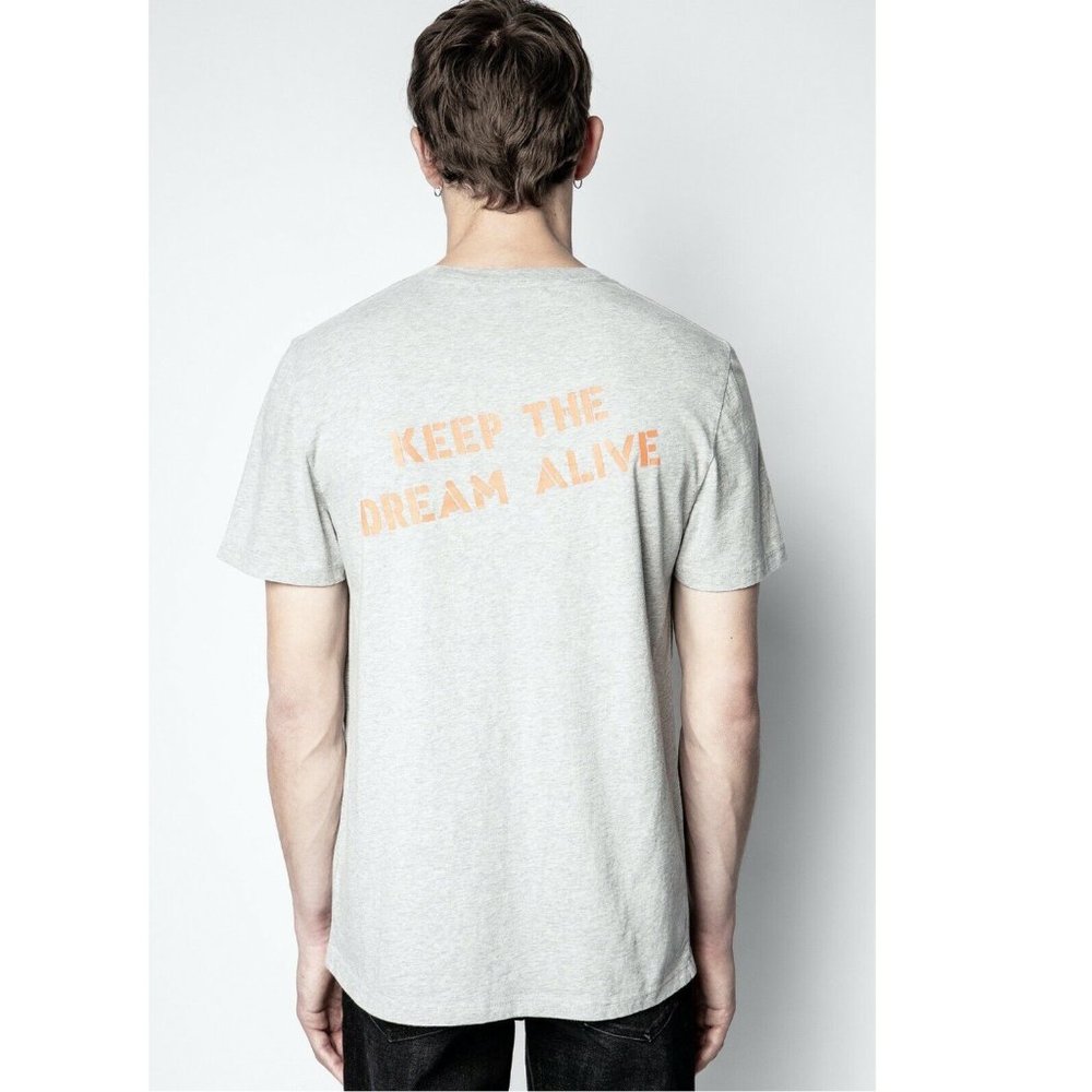 Zadig & Voltaire Men's Ted Hc Ktda T-Shirt Gray Cotton Printed XS NWT - Picture 4 of 5
